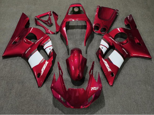 1998-2002 Deep Red & White Yamaha R6 Motorcycle Fairings Canada