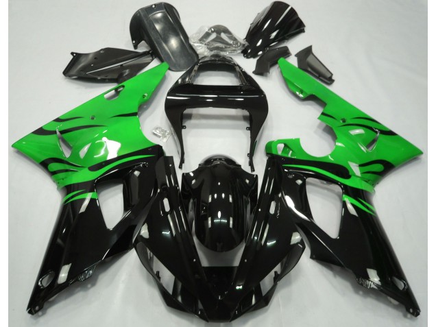 2000-2001 Black Flame & Green Yamaha R1 Motorcycle Fairings Canada