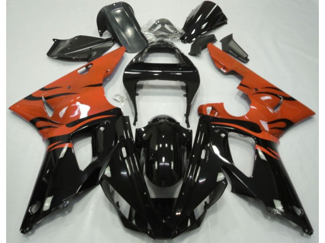 2000-2001 Black Flame & Orange Yamaha R1 Motorcycle Fairings Canada