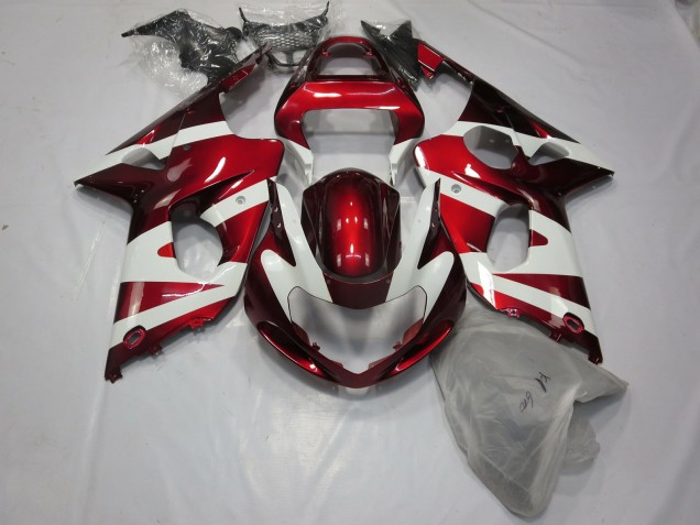 2000-2002 Deep Red and White Suzuki GSXR 1000 Motorcycle Fairings Canada