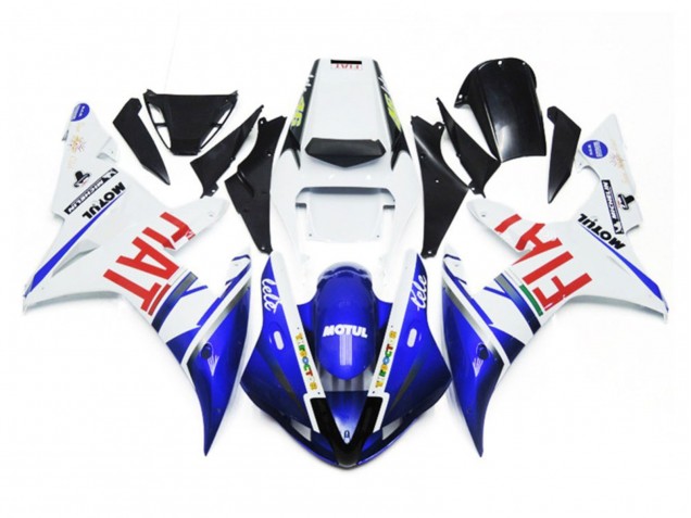 2002-2003 Gloss white and Blue Fiat Yamaha R1 Motorcycle Fairings Canada