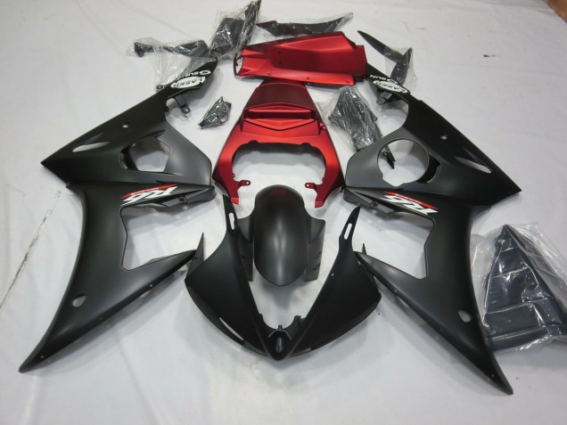 2003-2005 Matte Black and Red Yamaha R6 Motorcycle Fairings Canada