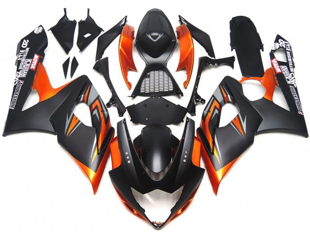 2005-2006 Custom Matte and Gloss Black and Orange Suzuki GSXR 1000 Motorcycle Fairings Canada