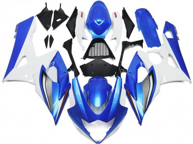 2005-2006 Gloss Blue and White with red logo and Silver Suzuki GSXR 1000 Motorcycle Fairings Canada