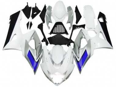 2005-2006 Gloss White Style with Silver Hints and Blue Suzuki GSXR 1000 Motorcycle Fairings Canada