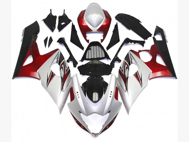 2005-2006 Gloss White Style with Silver Hints and Bronze Suzuki GSXR 1000 Motorcycle Fairings Canada