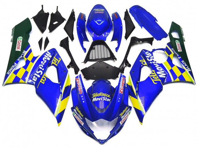 2005-2006 MoviStar Blue and Yellow Check Suzuki GSXR 1000 Motorcycle Fairings Canada