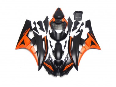 2006-2007 Custom Matte Black and Orange Yamaha R6 Motorcycle Fairings Canada