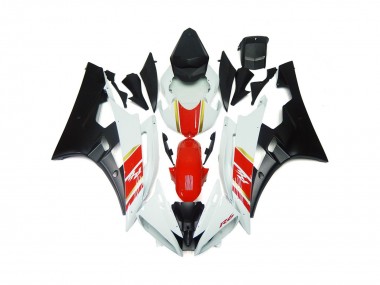 2006-2007 Custom Matte Black and Red with White Yamaha R6 Motorcycle Fairings Canada