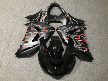 2006-2007 Matte Black & Flame Kawasaki ZX10R Motorcycle Fairings Canada