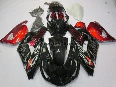 2006-2011 Black Flame Red Kawasaki ZX14R Motorcycle Fairings Canada