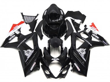 2007-2008 Custom Black with hint of white and red Suzuki GSXR 1000 Motorcycle Fairings Canada