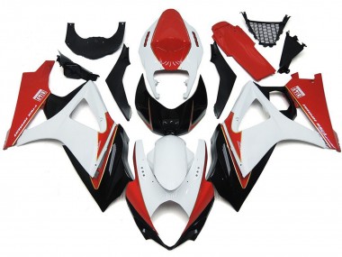 2007-2008 Custom Red and White with Black Suzuki GSXR 1000 Motorcycle Fairings Canada