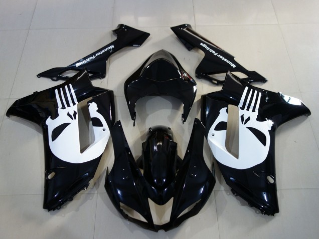 2007-2008 Gloss Black & Skull Kawasaki ZX6R Motorcycle Fairings Canada