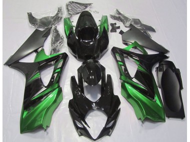 2007-2008 Gloss Black and Green Suzuki GSXR 1000 Motorcycle Fairings Canada