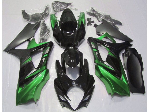 2007-2008 Gloss Black and Green Suzuki GSXR 1000 Motorcycle Fairings Canada