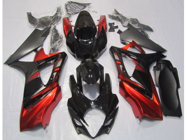 2007-2008 Gloss Black and Red Suzuki GSXR 1000 Motorcycle Fairings Canada