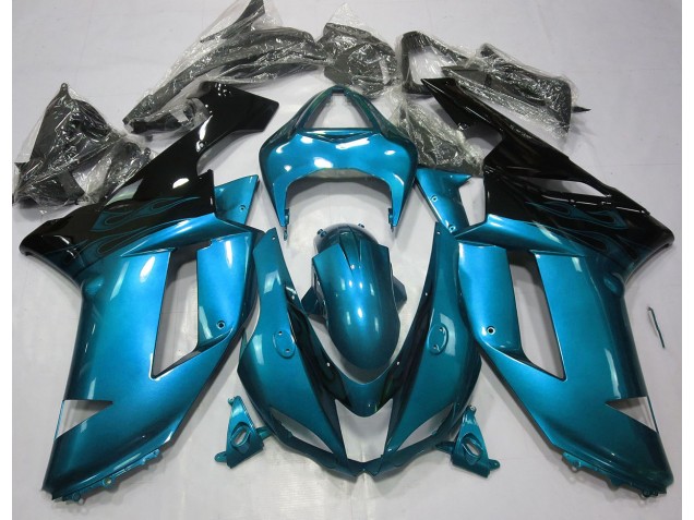 2007-2008 Gloss Light Blue & Black Kawasaki ZX6R Motorcycle Fairings Canada