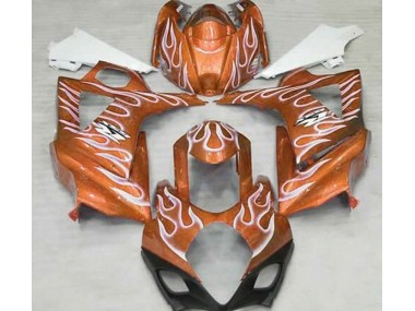 2007-2008 Gloss Orange and White Flame Suzuki GSXR 1000 Motorcycle Fairings Canada