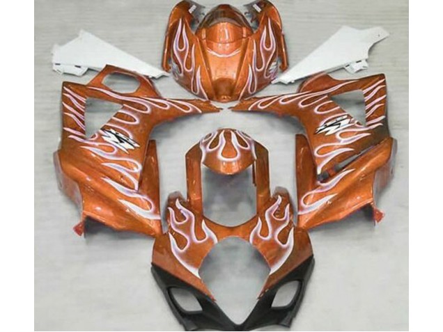 2007-2008 Gloss Orange and White Flame Suzuki GSXR 1000 Motorcycle Fairings Canada