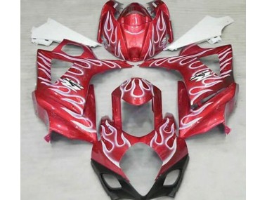 2007-2008 Gloss Red and White Flame Suzuki GSXR 1000 Motorcycle Fairings Canada