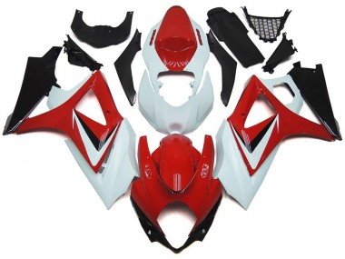 2007-2008 Gloss Red with White OEM Style Suzuki GSXR 1000 Motorcycle Fairings Canada