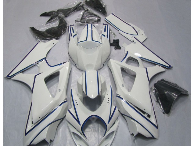 2007-2008 Gloss White Blue Pin Stripe Suzuki GSXR 1000 Motorcycle Fairings Canada