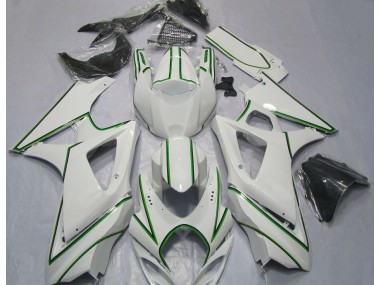 2007-2008 Gloss White Green Pin Stripe Suzuki GSXR 1000 Motorcycle Fairings Canada