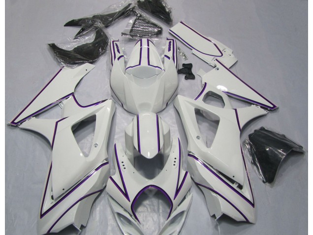 2007-2008 Gloss White Purple Pin Stripe Suzuki GSXR 1000 Motorcycle Fairings Canada