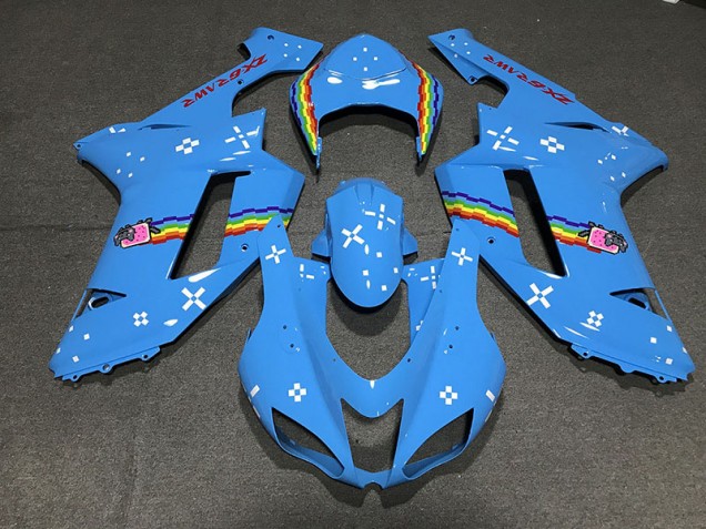 2007-2008 Light Blue Custom Kawasaki ZX6R Motorcycle Fairings Canada