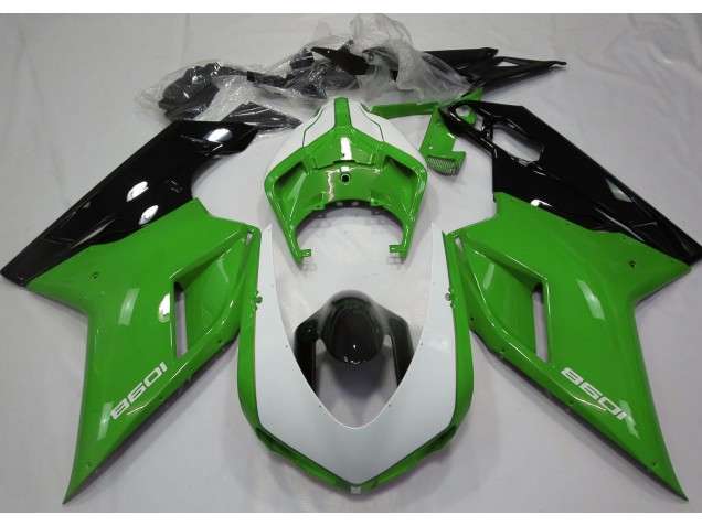 2007-2012 Gloss Green & White Ducati 848 1098 1198 Motorcycle Fairings Canada