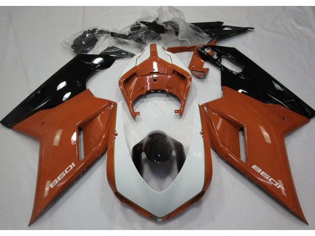 2007-2012 Gloss Orange & White Ducati 848 1098 1198 Motorcycle Fairings Canada