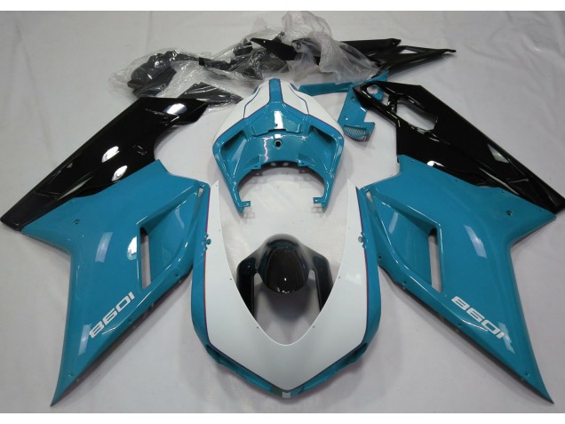 2007-2012 Gloss Light Blue & White Ducati 848 1098 1198 Motorcycle Fairings Canada