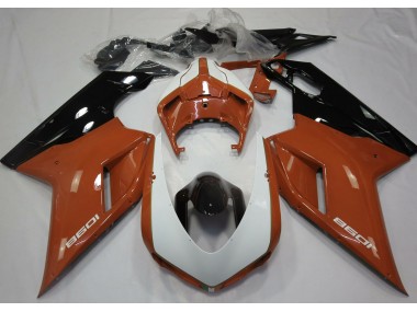 2007-2012 Gloss Orange & White Ducati 848 1098 1198 Motorcycle Fairings Canada