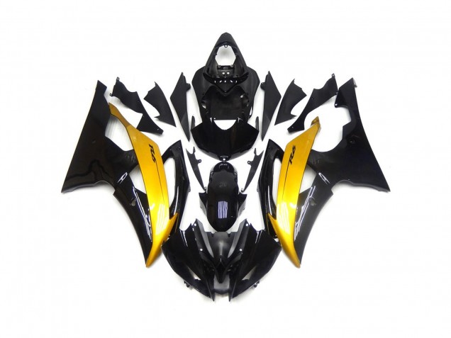 2008-2016 Black and Gold Gloss Yamaha R6 Motorcycle Fairings Canada