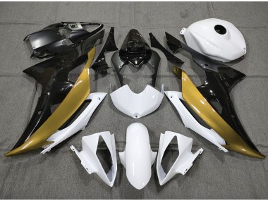 2008-2016 Custom Gold Black and White Yamaha R6 Motorcycle Fairings Canada