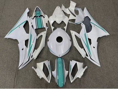 2008-2016 Gloss White and Teal Yamaha R6 Motorcycle Fairings Canada