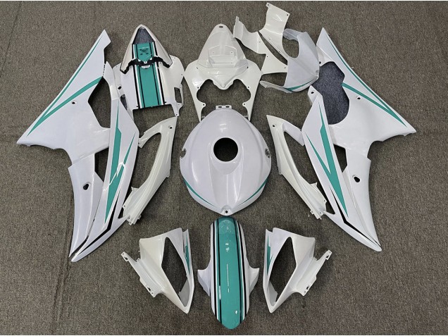 2008-2016 Gloss White and Teal Yamaha R6 Motorcycle Fairings Canada