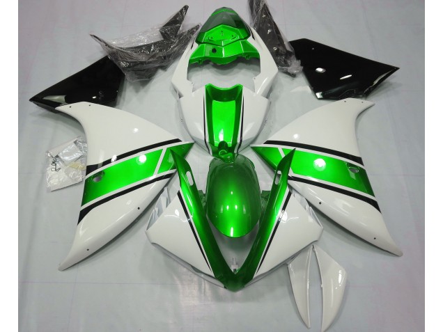 2009-2012 Gloss White and Metallic Green Yamaha R1 Motorcycle Fairings Canada