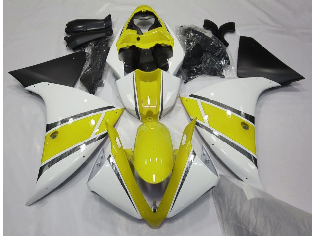 2009-2012 Gloss White and Yellow Yamaha R1 Motorcycle Fairings Canada