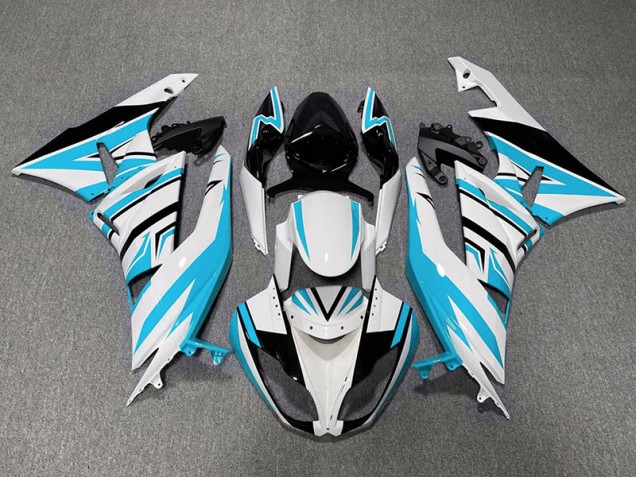 2009-2012 Light Blue White and Black Zag Kawasaki ZX6R Motorcycle Fairings Canada