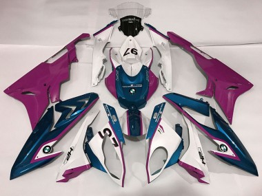 2009-2018 Gloss White & Pink and Blue BMW S1000RR Motorcycle Fairings Canada