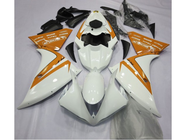 2013-2014 Gloss White and Orange Yamaha R1 Motorcycle Fairings Canada