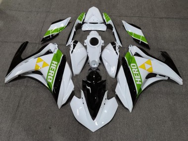 2015-2018 Gloss White Black and Green Yamaha R3 Motorcycle Fairings Canada