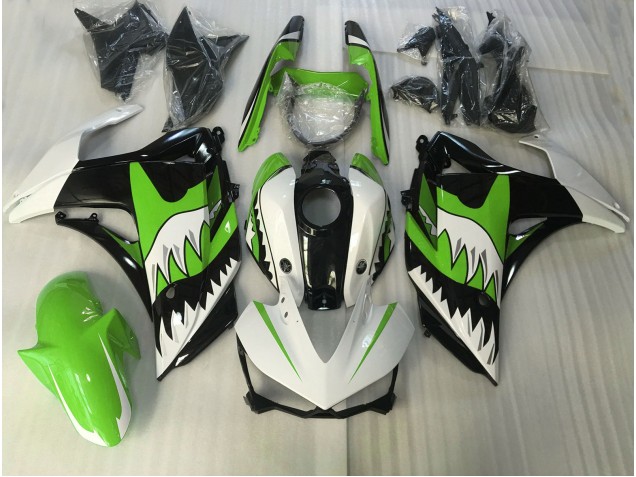 2015-2018 Lime Green and White Shark Yamaha R3 Motorcycle Fairings Canada