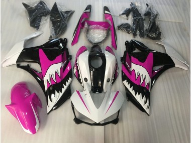 2015-2018 Pink and White Shark Yamaha R3 Motorcycle Fairings Canada